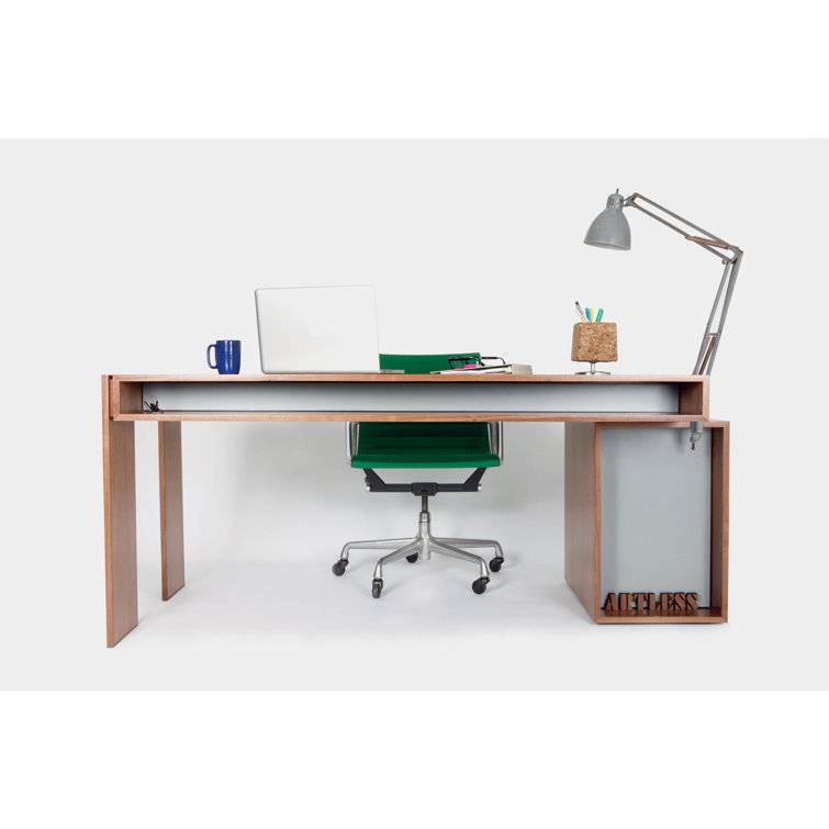Battleship Gray Executive Desk with Deep Pencil Drawers