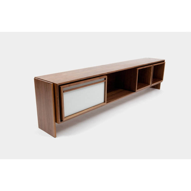 Artigas White Walnut 94" Solid Wood Recessed Wall Shelf