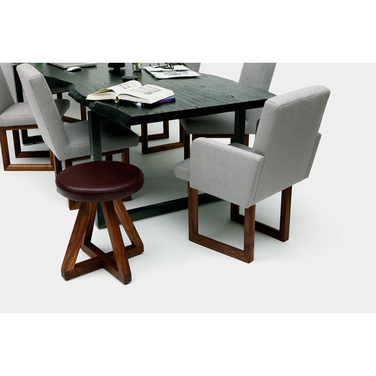 Ash Upholstered Dining Chair with Walnut Base