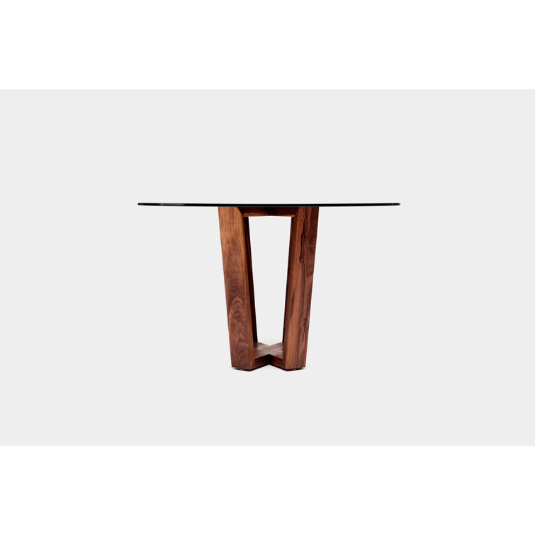 Artigas 48" Round Walnut Base Glass Top Dining Table