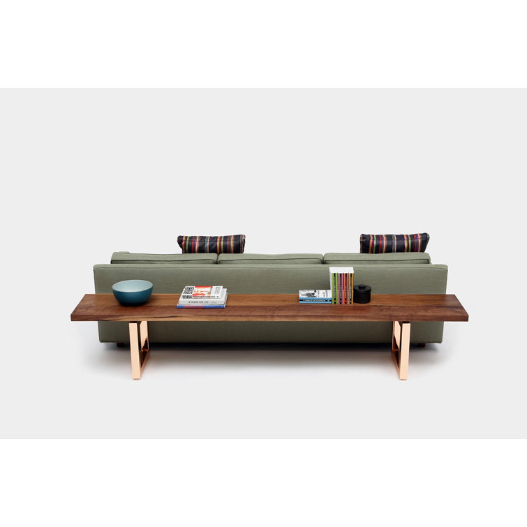 Alder & Walnut Moss Linen Blend 3-Seater Sofa with Square Arms