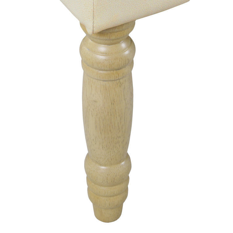 Light Brown Tufted Faux Leather Upholstered Bench