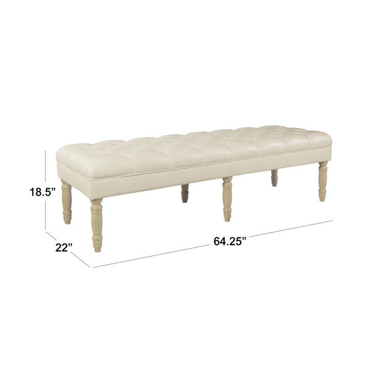 Light Brown Tufted Faux Leather Upholstered Bench