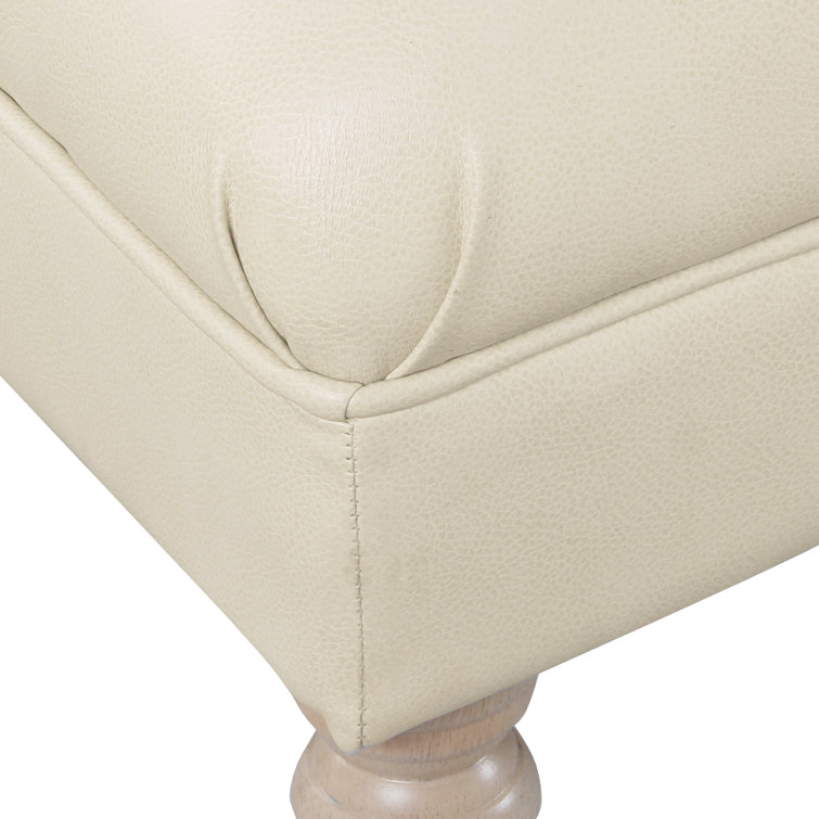 Light Brown Tufted Faux Leather Upholstered Bench