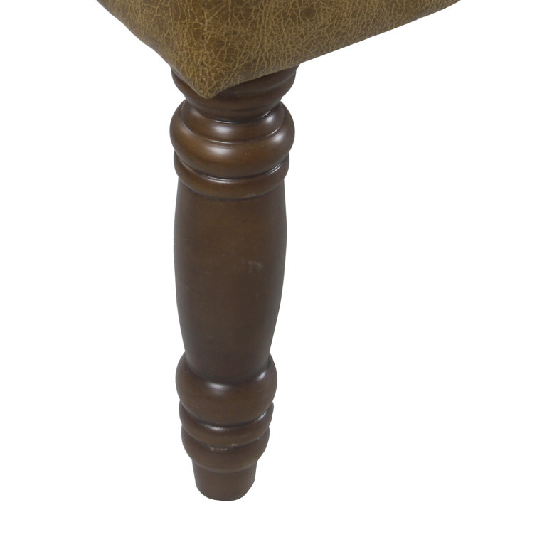 Light Brown Tufted Faux Leather Upholstered Bench