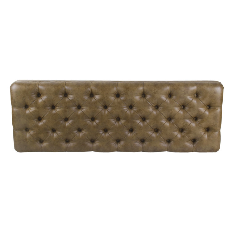 Light Brown Tufted Faux Leather Upholstered Bench