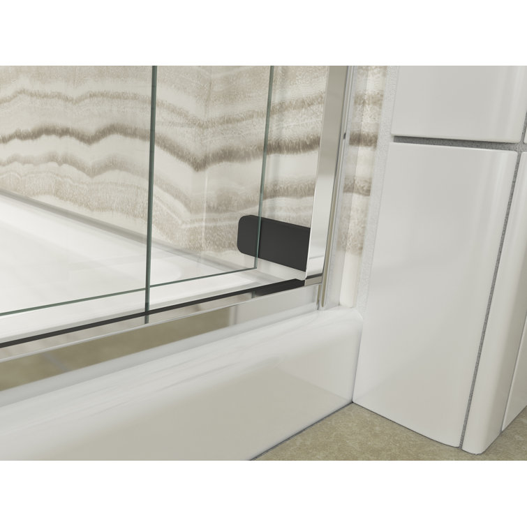 Levity 60" Nickel Frameless Sliding Tub Door with Clear Glass