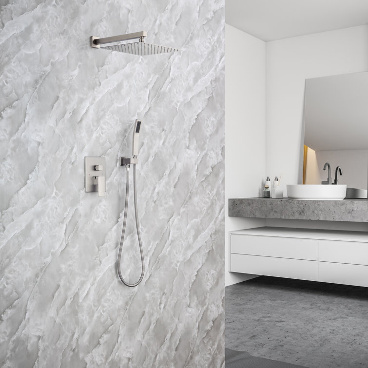 Brushed Nickel Wall Mounted Shower System with Handheld