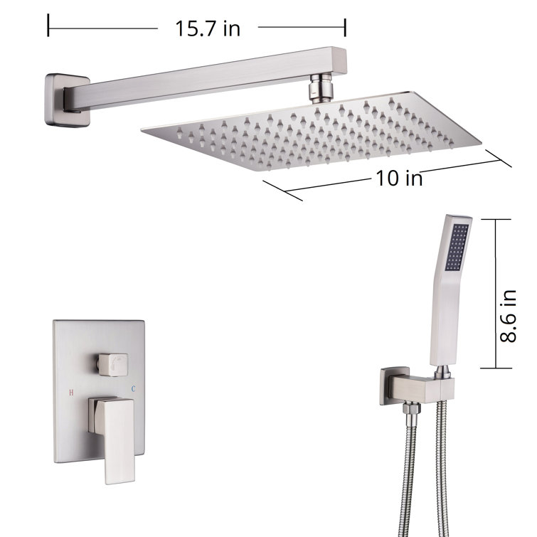 Brushed Nickel Wall Mounted Shower System with Handheld