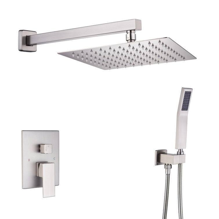 Brushed Nickel Wall Mounted Shower System with Handheld