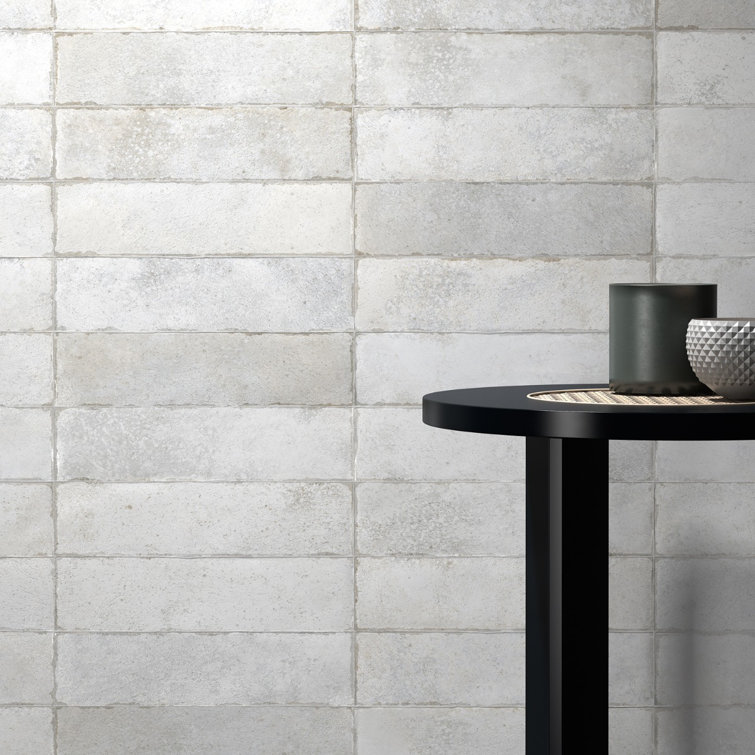 Mandalay White Polished Ceramic Subway Wall Tile 11.81 x 2.95 in