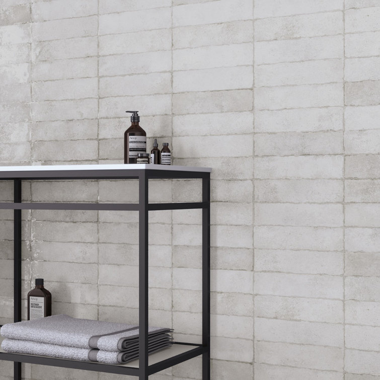 Mandalay White Polished Ceramic Subway Wall Tile 11.81 x 2.95 in