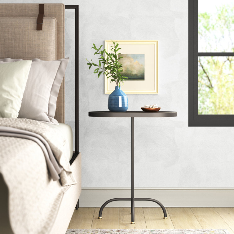 Oval MDF and Iron End Table with Gold and Black Finish