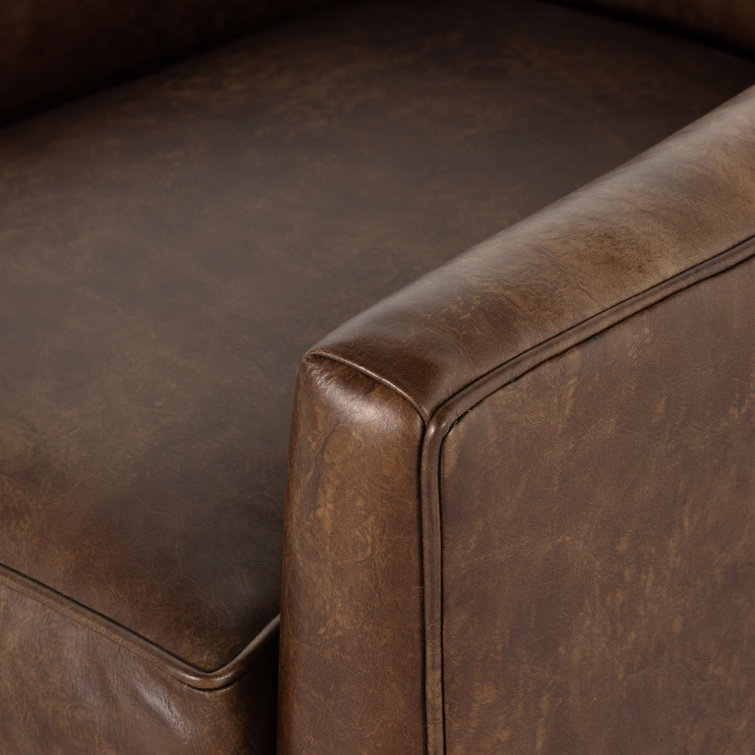 Arvada Cigar Brown Genuine Leather Swivel Armchair