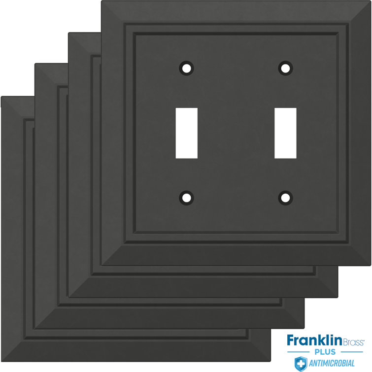 Matte Black Antimicrobial 2-Gang Decorative Wall Plate