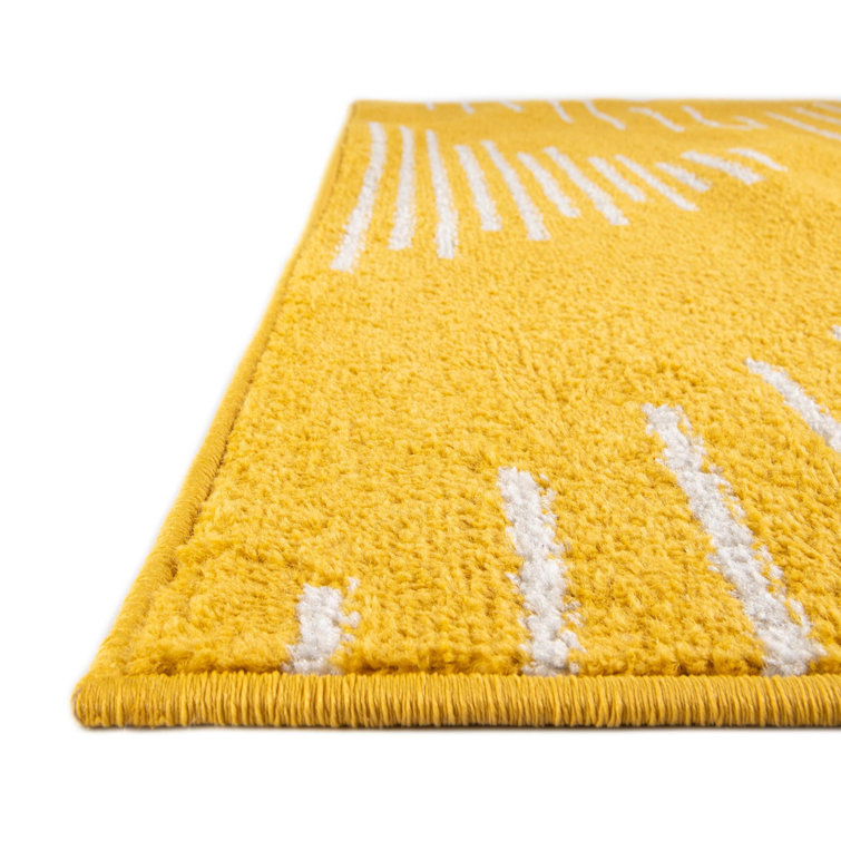 Kai Yellow Rectangular 4' x 6' Synthetic Area Rug
