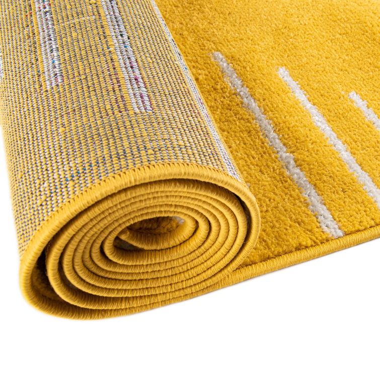 Kai Yellow Rectangular 4' x 6' Synthetic Area Rug
