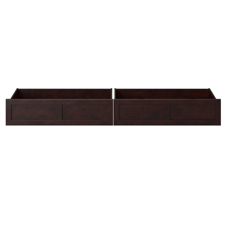 Espresso Solid Hardwood Underbed Storage Drawers Set