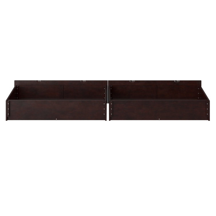 Espresso Solid Hardwood Underbed Storage Drawers Set