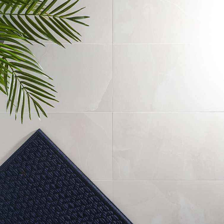 Saroshi 12" x 24" Matte White Porcelain Marble Look Tile