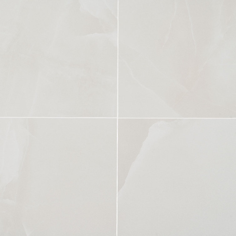 Saroshi 12" x 24" Matte White Porcelain Marble Look Tile