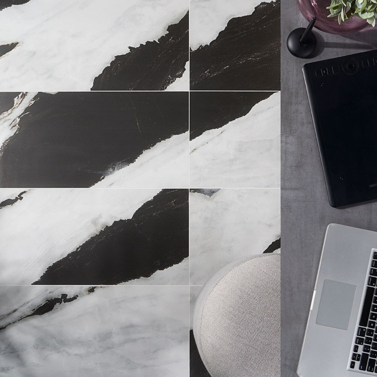 Saroshi Panda White Matte Porcelain Marble Look Floor and Wall Tile