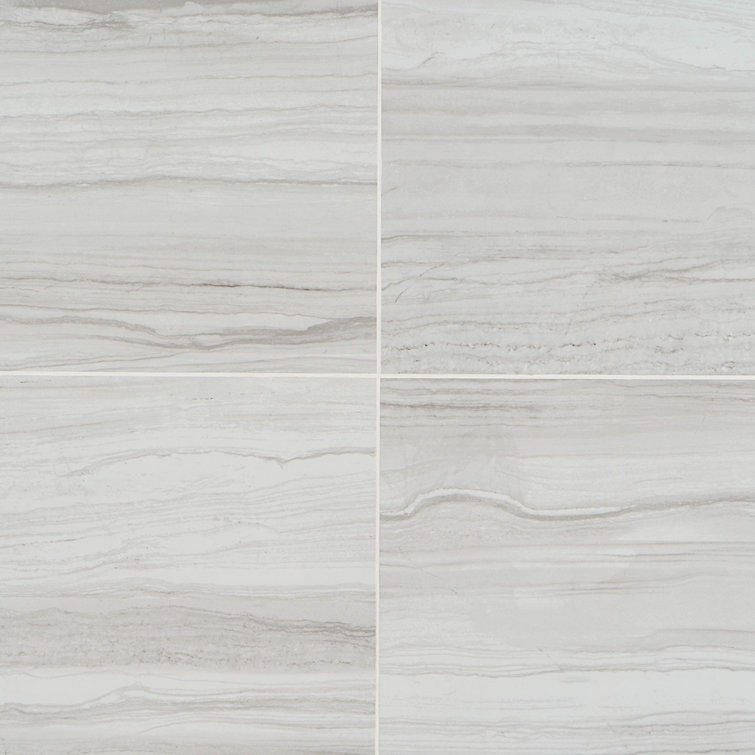 Luminus White Polished Marble Look Large Format Porcelain Tile