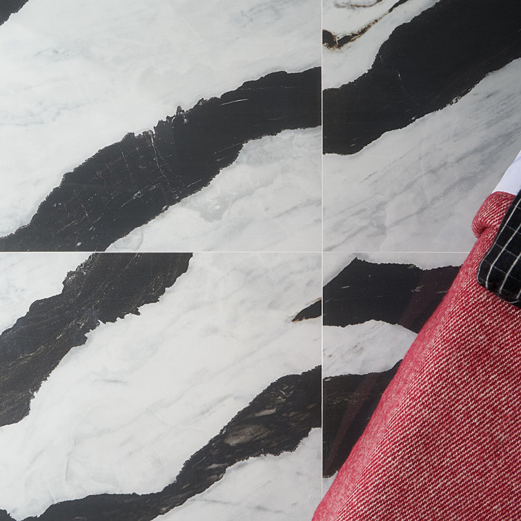 Panda White Large Polished Porcelain Rectangular Tile