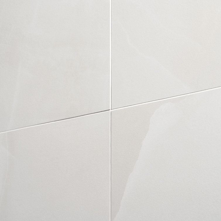 Saroshi 12" x 24" Matte White Porcelain Marble Look Tile