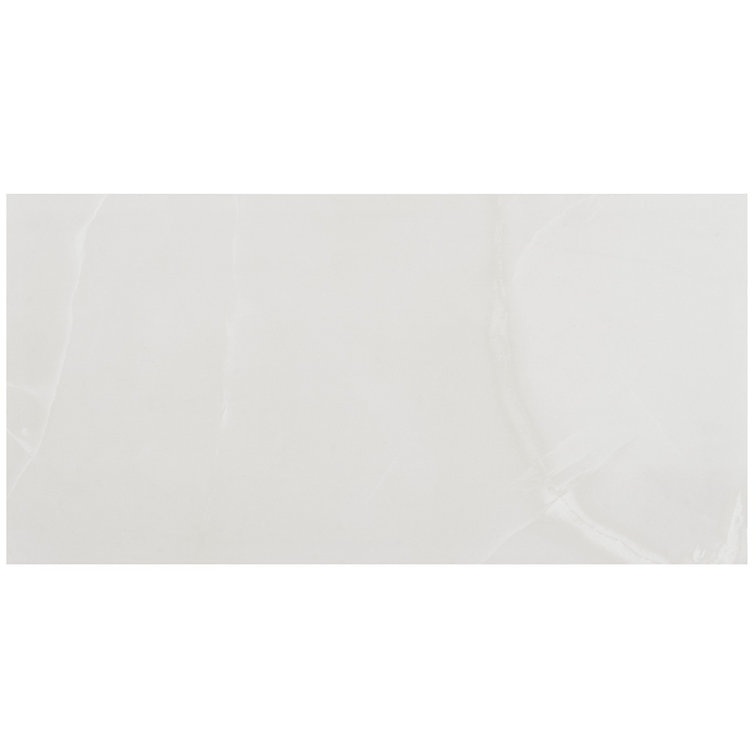 Saroshi 12" x 24" Matte White Porcelain Marble Look Tile
