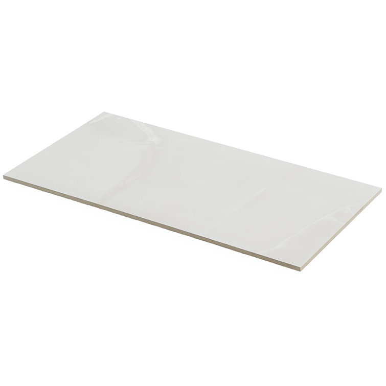 Saroshi 12" x 24" Matte White Porcelain Marble Look Tile