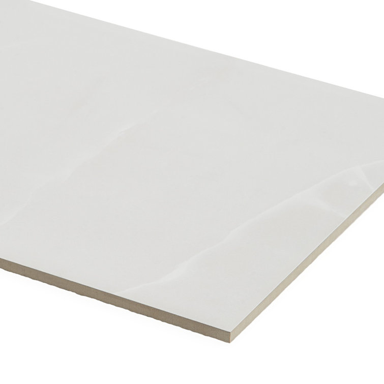 Saroshi 12" x 24" Matte White Porcelain Marble Look Tile