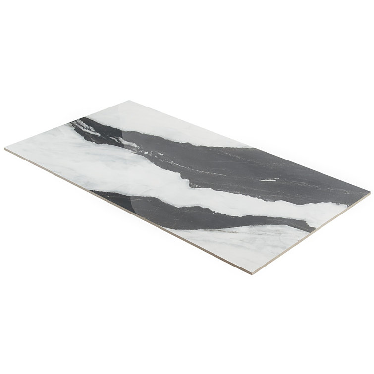 Panda White Large Polished Porcelain Rectangular Tile