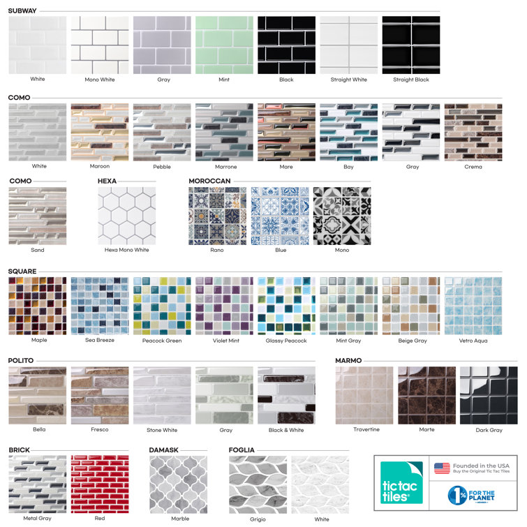 White 12" x 12" PVC Peel and Stick Subway Tile