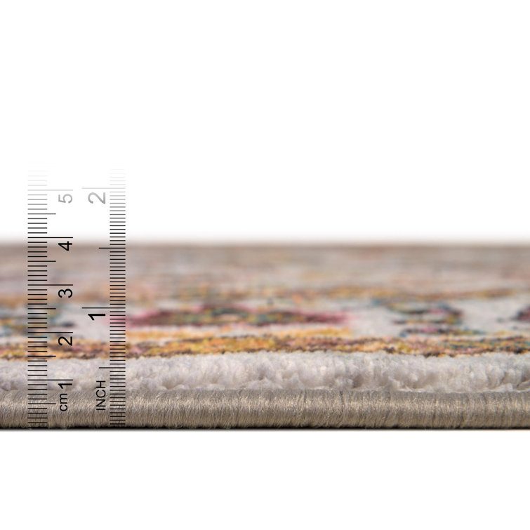 Gray Synthetic Medallion Flat Woven Rectangular Rug