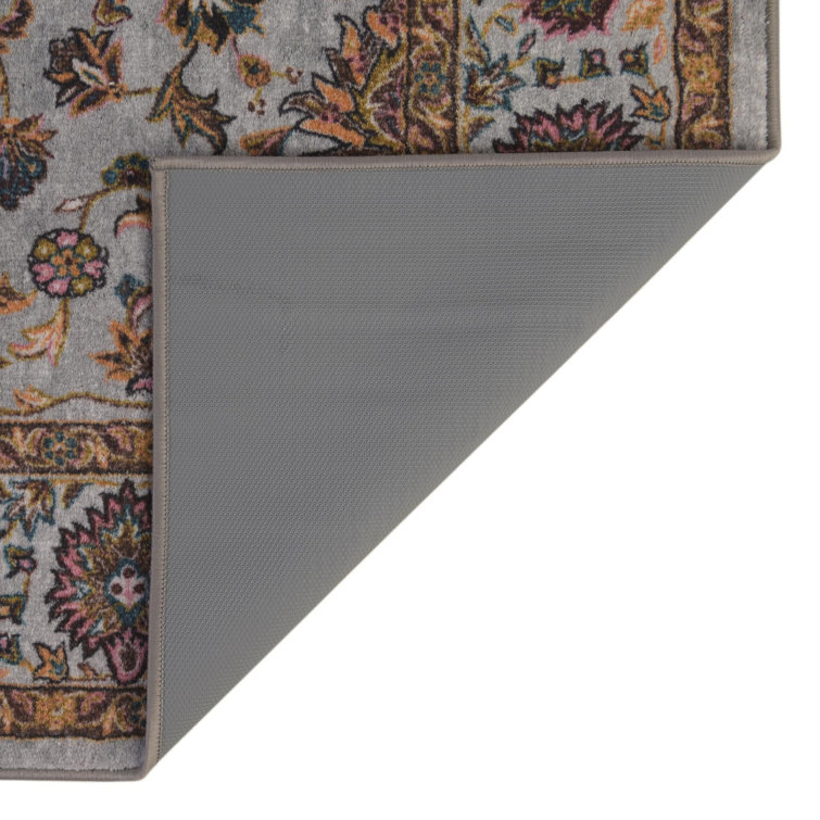 Gray Synthetic Medallion Flat Woven Rectangular Rug