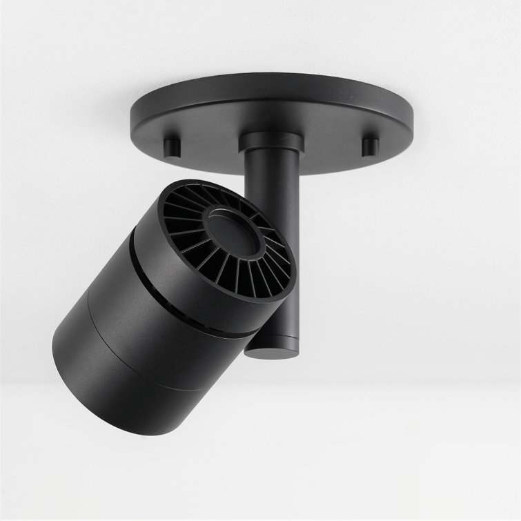 Black Adjustable LED Flush Mount Spotlight with Aluminum Shade