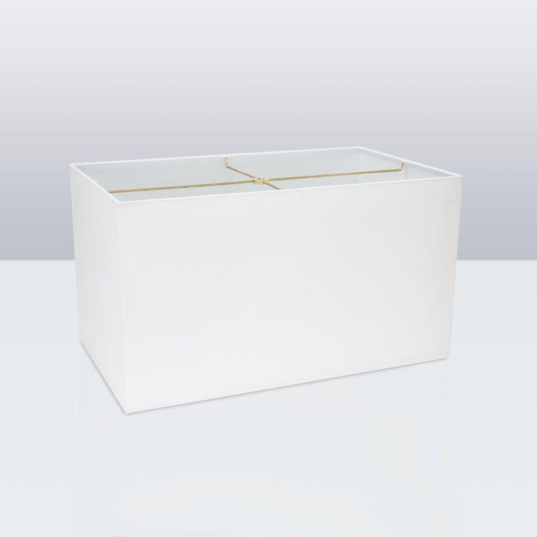 White Linen Rectangular Lamp Shade with Gold Accents