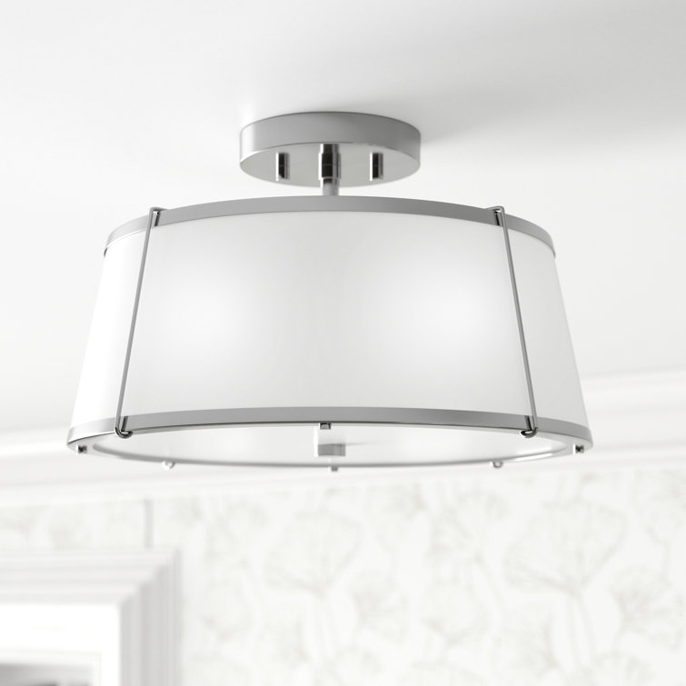 Elegant 2-Light Polished Nickel Drum LED Semi-Flush Mount