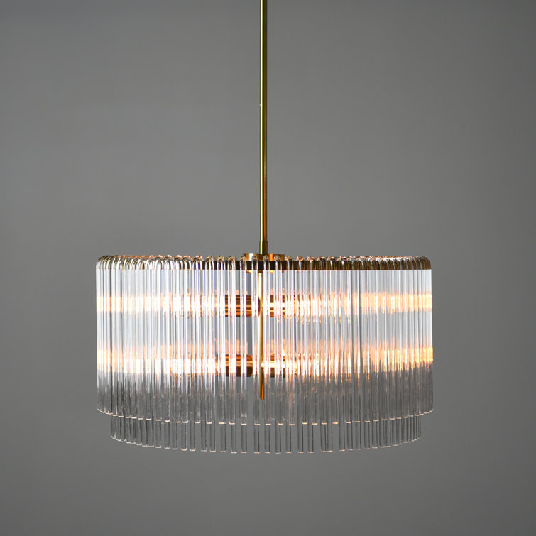 Kaela Vintage-Influenced 6-Light Brass Drum Chandelier