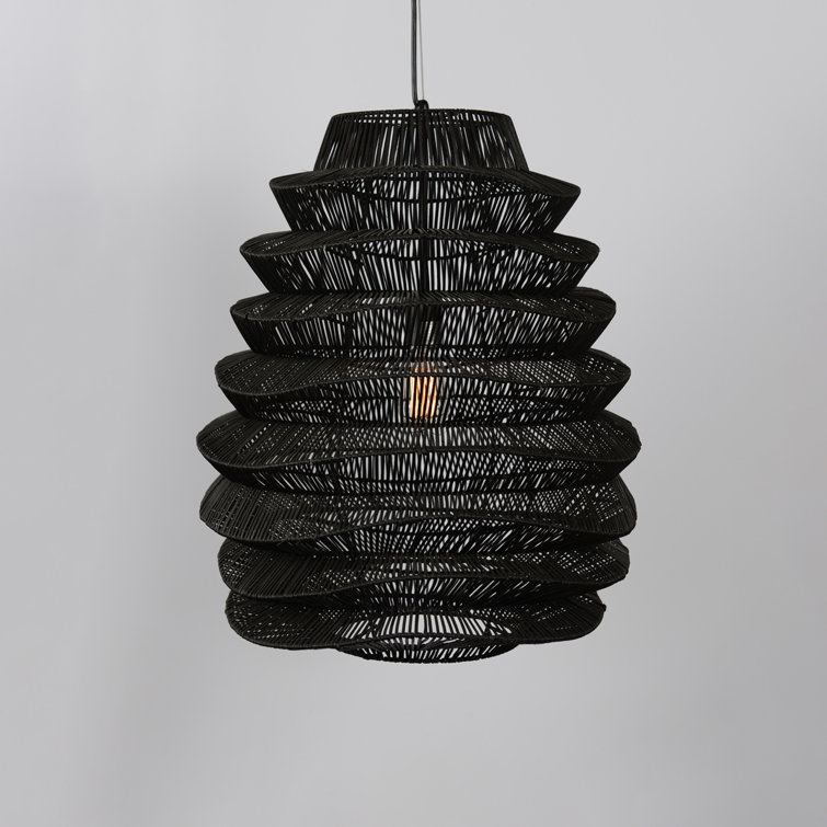 Barlow Black Rattan and Iron Pendant Light