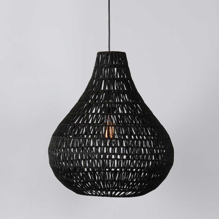 Quaid Contemporary 18" Black Woven Pendant Light