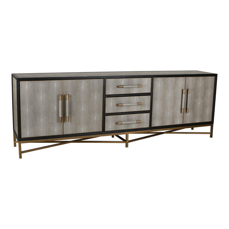 Mako Large Black Oak Sideboard with Antique Gold Finish