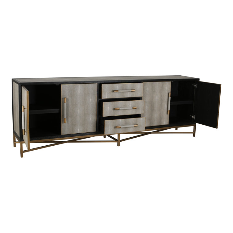 Mako Large Black Oak Sideboard with Antique Gold Finish