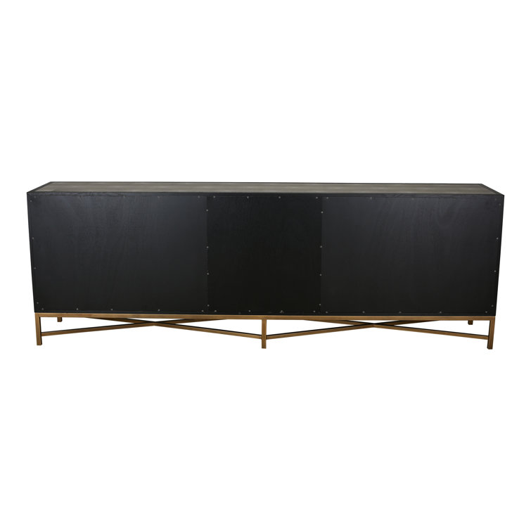 Mako Large Black Oak Sideboard with Antique Gold Finish