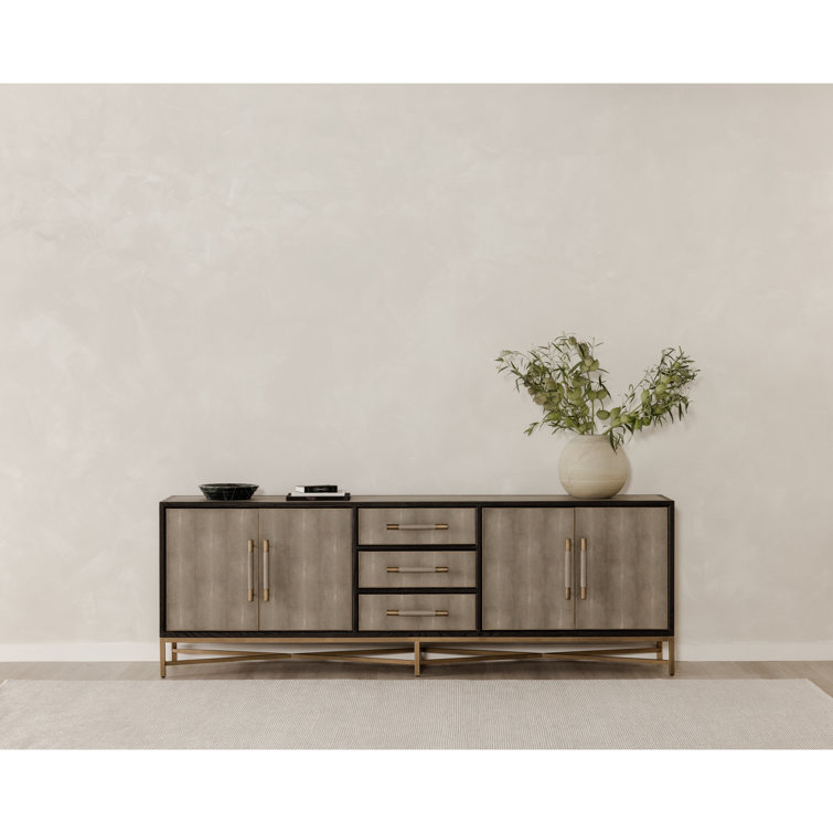 Mako Large Black Oak Sideboard with Antique Gold Finish