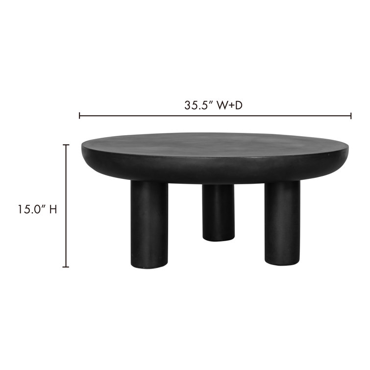 Rocca Round Black Concrete Outdoor Coffee Table