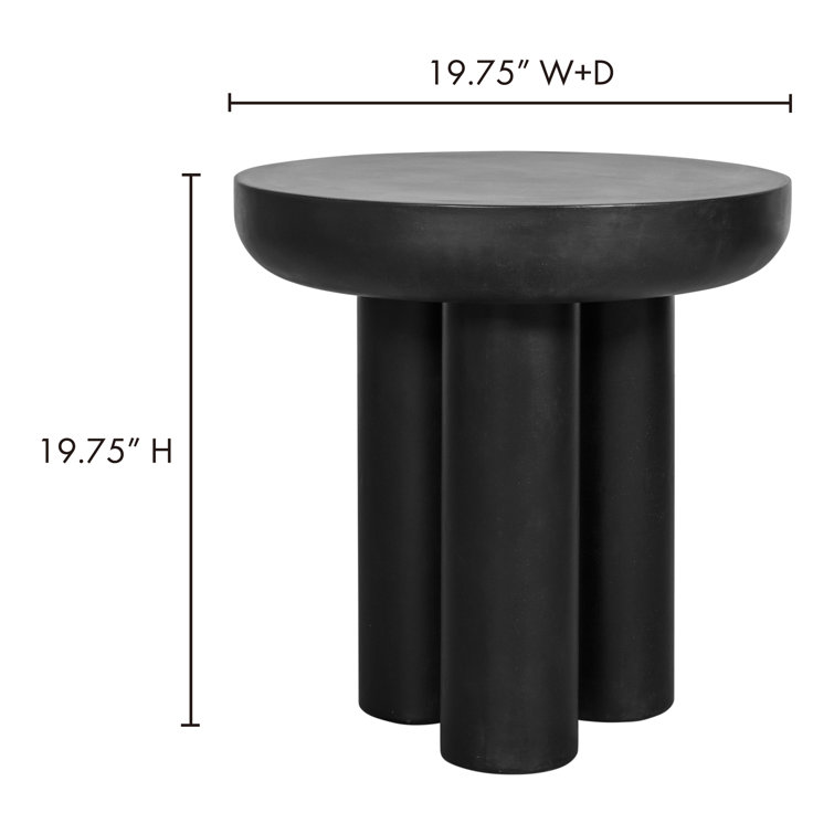 Rocca Contemporary Black Round Metal & Wood Side Table