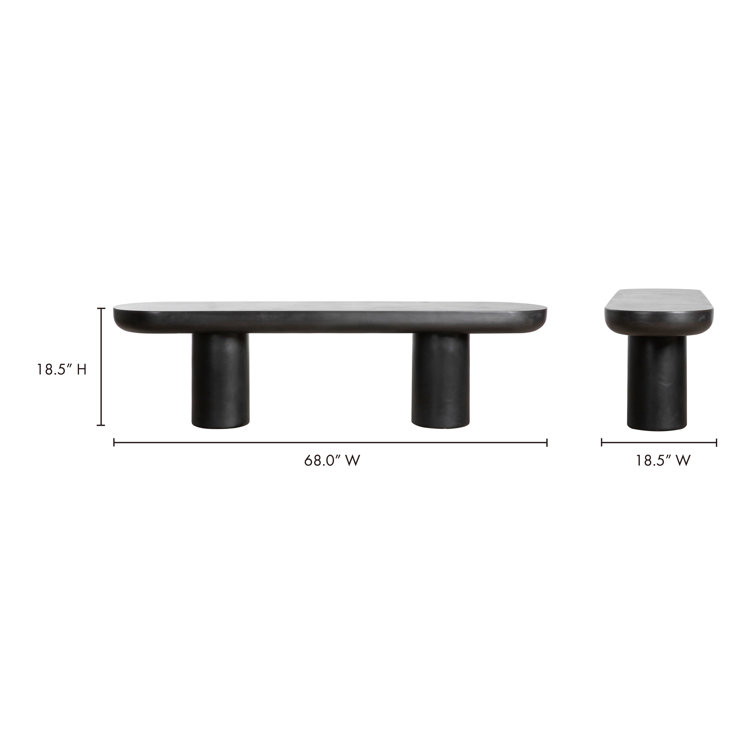 Rocca 68'' Black Cement and Metal Contemporary Bench