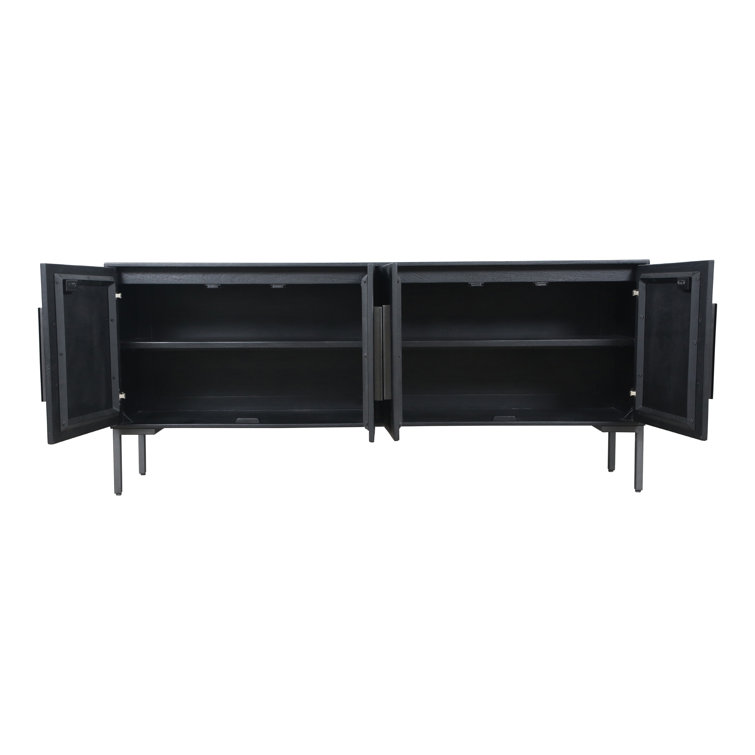 77'' Matte Black Mango Wood Sideboard with Iron Legs